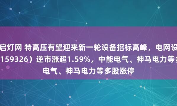 启灯网 特高压有望迎来新一轮设备招标高峰，电网设备ETF（159326）逆市涨超1.59%，中能电气、神马电力等多股涨停