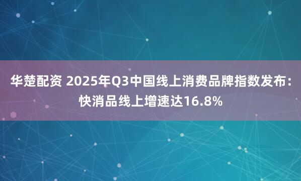 华楚配资 2025年Q3中国线上消费品牌指数发布：快消品线上增速达16.8%