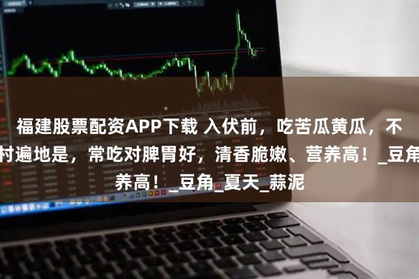 福建股票配资APP下载 入伏前，吃苦瓜黄瓜，不如吃它，农村遍地是，常吃对脾胃好，清香脆嫩、营养高！_豆角_夏天_蒜泥